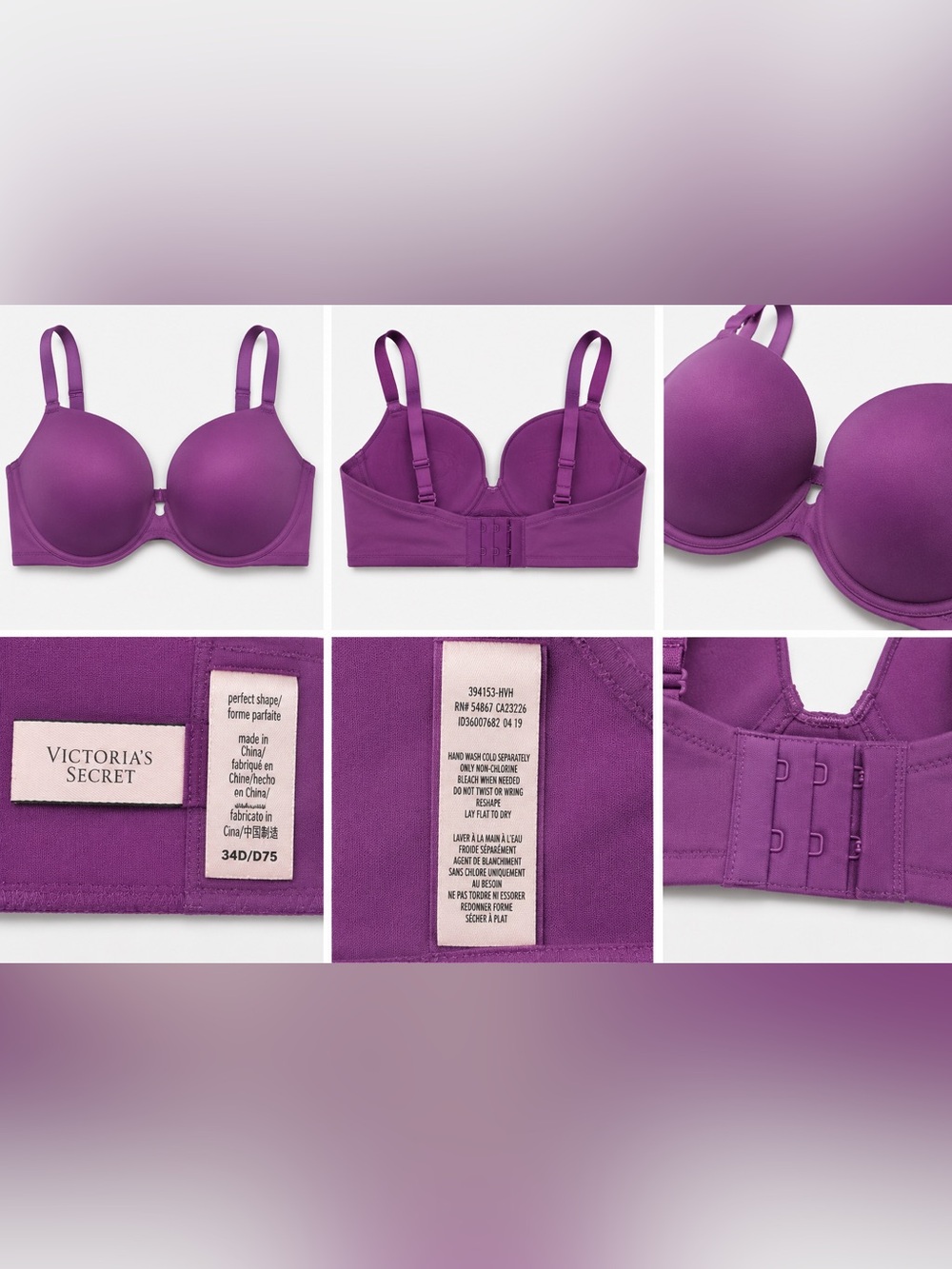 Victoria’s Secret Body by Victoria perfect shape bra 34D Purple Underwire